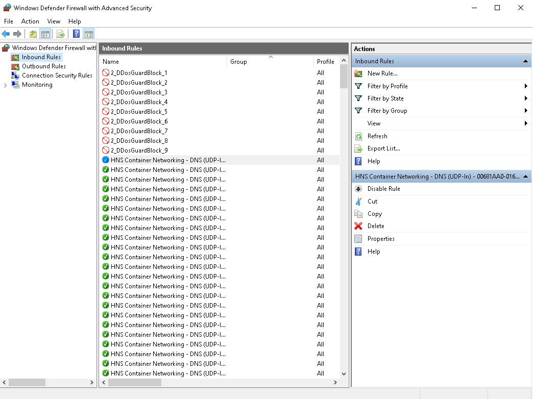 DDoSGuard Windows Firewall block rules